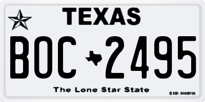 TX license plate BOC2495