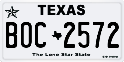 TX license plate BOC2572