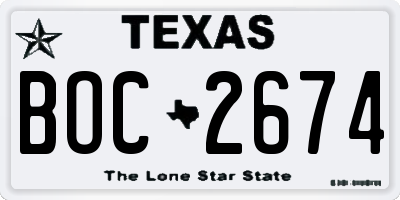TX license plate BOC2674