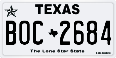 TX license plate BOC2684