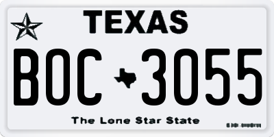 TX license plate BOC3055