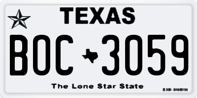 TX license plate BOC3059