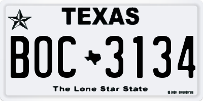 TX license plate BOC3134