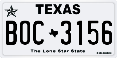TX license plate BOC3156