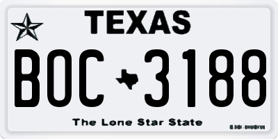 TX license plate BOC3188