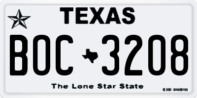 TX license plate BOC3208