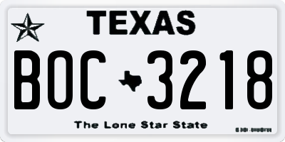 TX license plate BOC3218