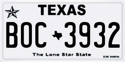 TX license plate BOC3932