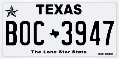 TX license plate BOC3947