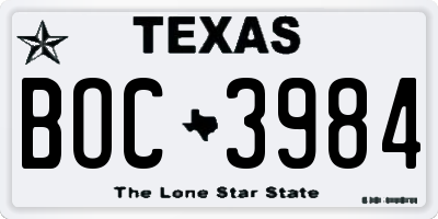 TX license plate BOC3984