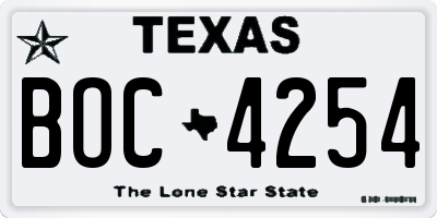 TX license plate BOC4254
