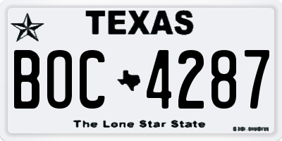 TX license plate BOC4287