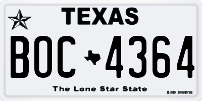 TX license plate BOC4364