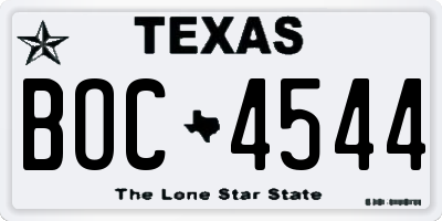 TX license plate BOC4544