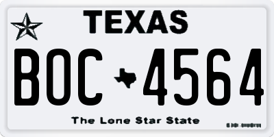 TX license plate BOC4564