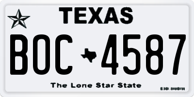 TX license plate BOC4587