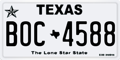 TX license plate BOC4588