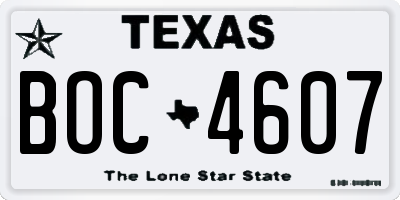 TX license plate BOC4607