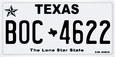 TX license plate BOC4622