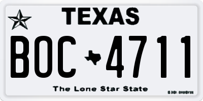 TX license plate BOC4711