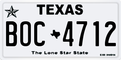 TX license plate BOC4712