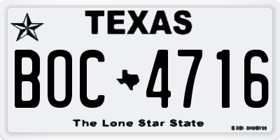 TX license plate BOC4716