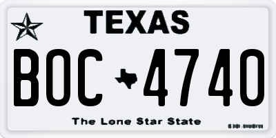TX license plate BOC4740