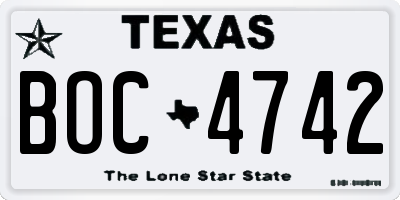 TX license plate BOC4742