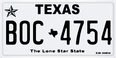 TX license plate BOC4754