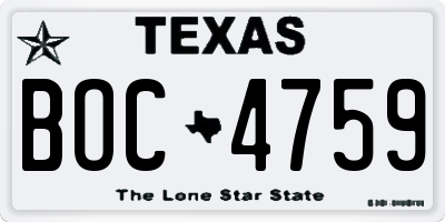 TX license plate BOC4759