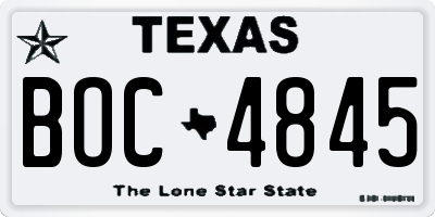 TX license plate BOC4845
