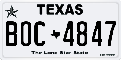 TX license plate BOC4847