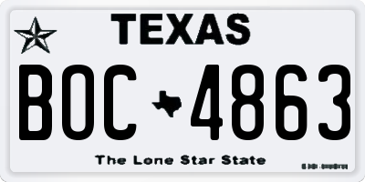 TX license plate BOC4863
