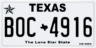 TX license plate BOC4916