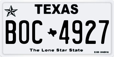 TX license plate BOC4927