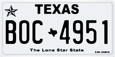 TX license plate BOC4951