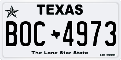 TX license plate BOC4973