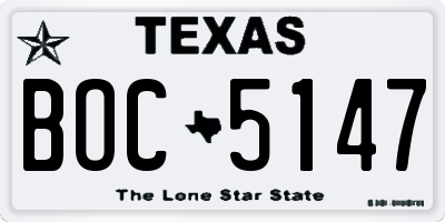 TX license plate BOC5147