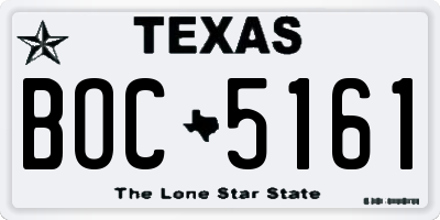 TX license plate BOC5161