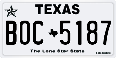 TX license plate BOC5187