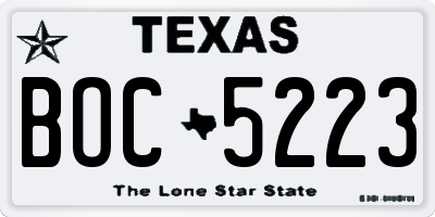 TX license plate BOC5223