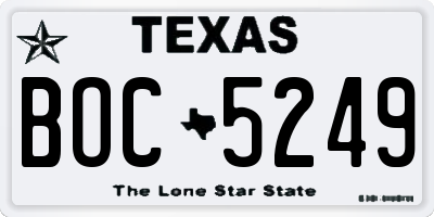 TX license plate BOC5249