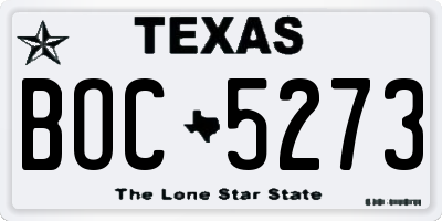 TX license plate BOC5273
