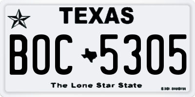 TX license plate BOC5305