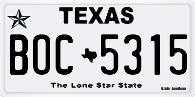 TX license plate BOC5315