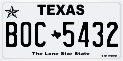 TX license plate BOC5432