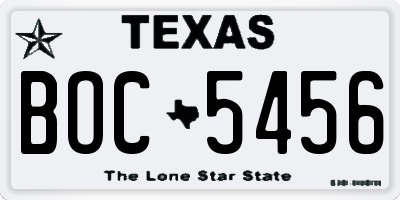 TX license plate BOC5456