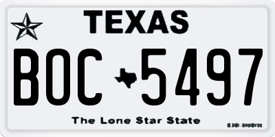 TX license plate BOC5497