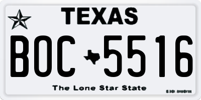 TX license plate BOC5516