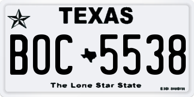 TX license plate BOC5538